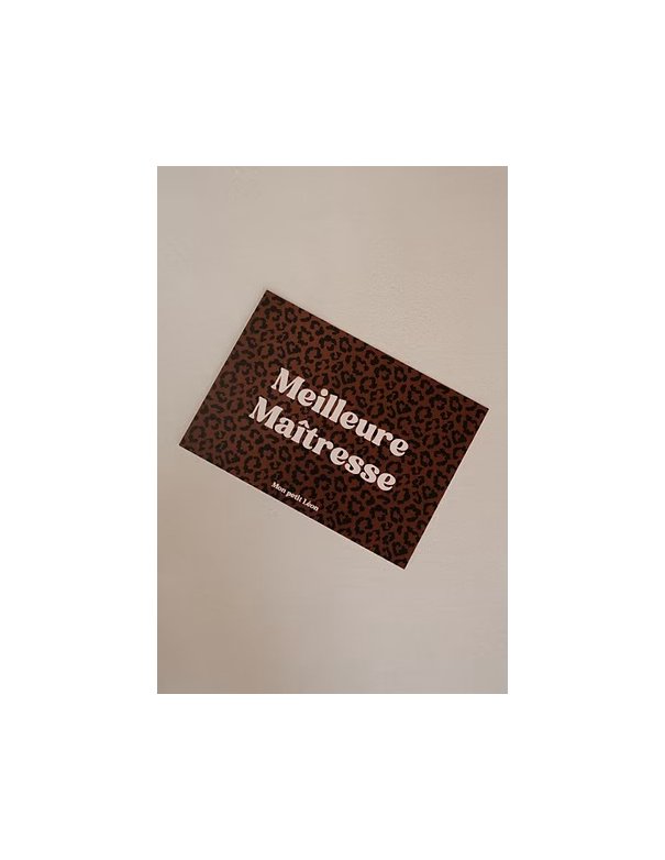 Carte A6 MEILLEURE MAITRESSE Léopard Marron