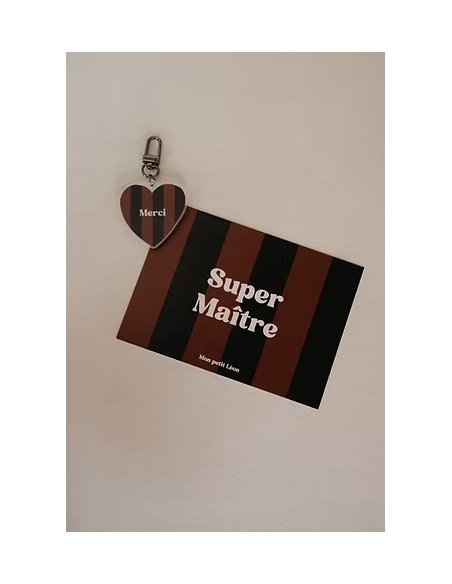 Carte A6 SUPER MAITRE rayures Marron