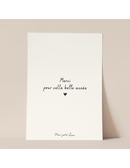 Carte A6 citation Merci pour cette belle année