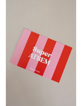 Carte A6 SUPER ATSEM rayures rose rouge