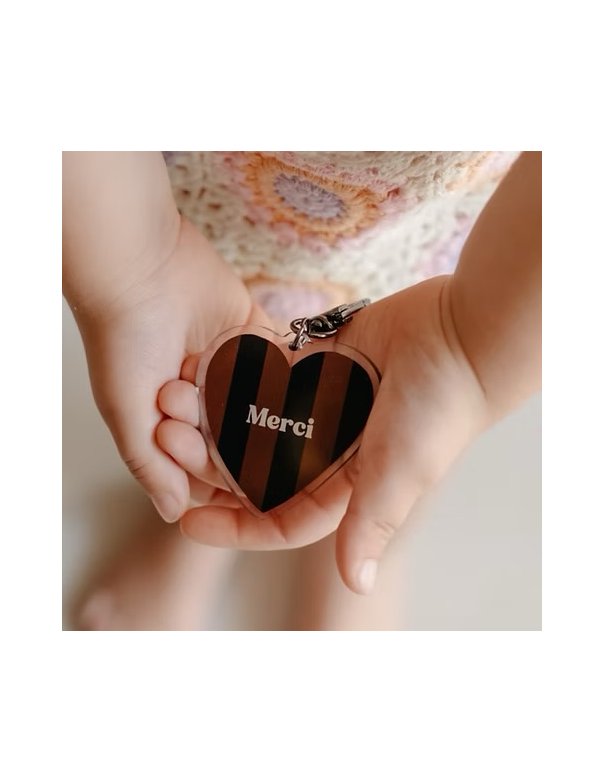 Porte-Clés MERCI rayures marron