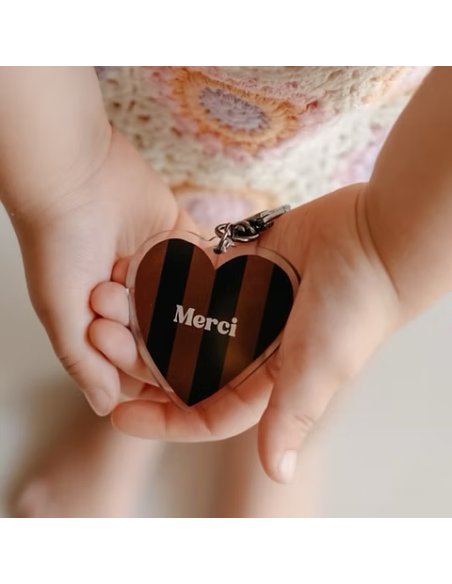 Porte-Clés MERCI rayures marron