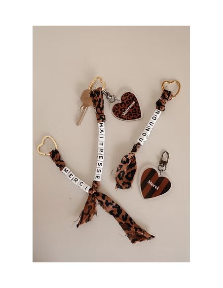 Porte-Clés MERCI rayures marron