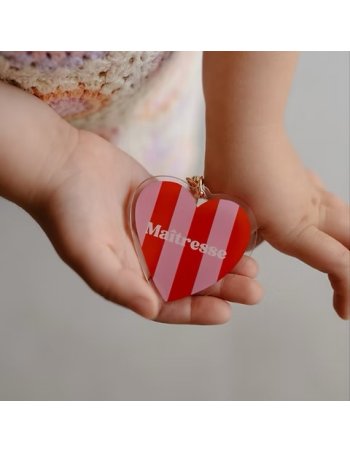 Porte-Clés MAITRESSE rayures rose rouge