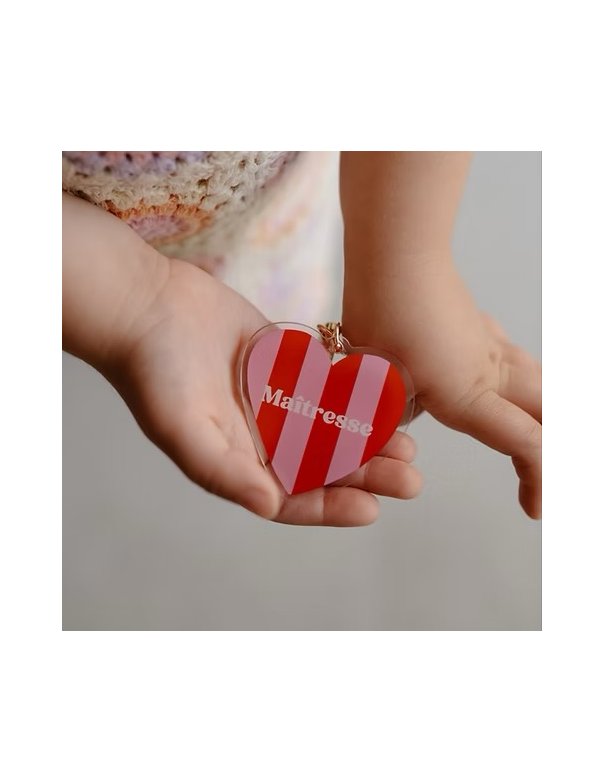 Porte-Clés MAITRESSE rayures rose rouge
