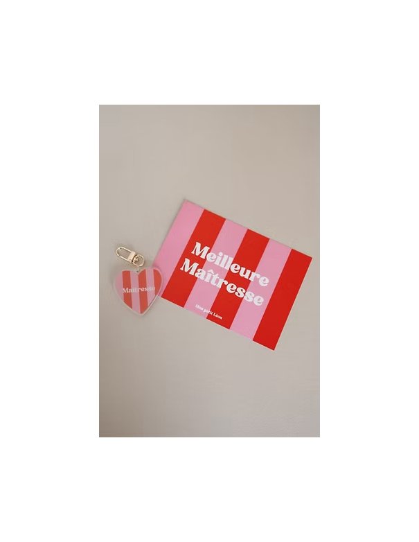 Porte-Clés MAITRESSE rayures rose rouge