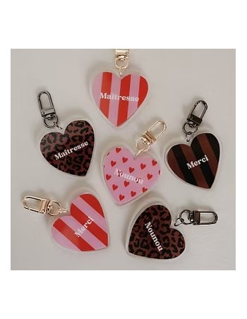 Porte-Clés NOUNOU coeur rose rouge 2