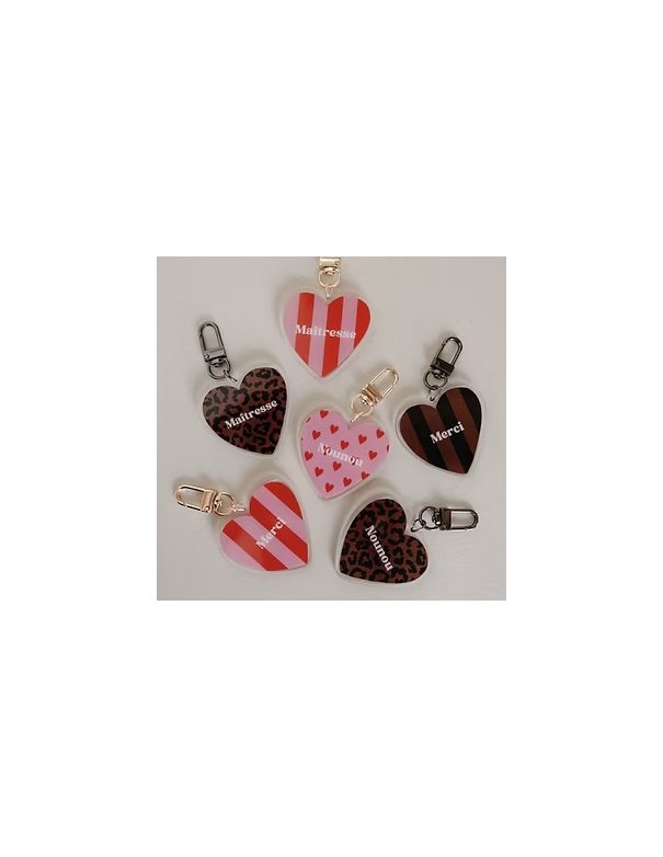 Porte-Clés NOUNOU coeur rose rouge