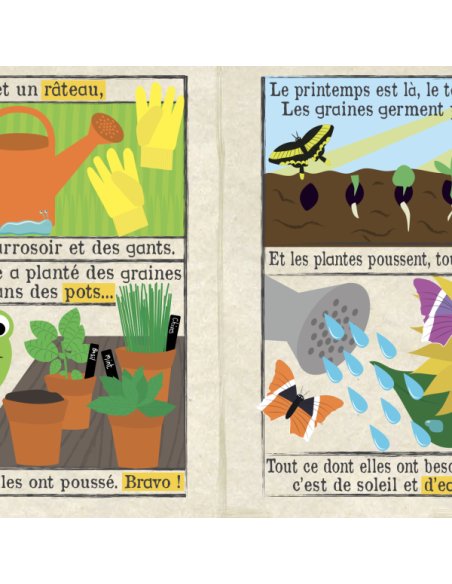 Journal bébé tissu Crinkly - Dans le jardin (dès 3 mois)
