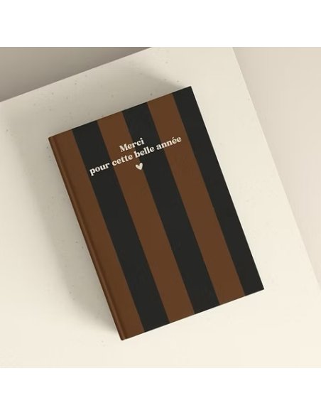 Carnet A5 RAYURES MARRON Merci pour cette belle année