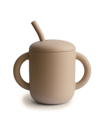 Tasse d'apprentissage + paille silicone - Natural - Mushie