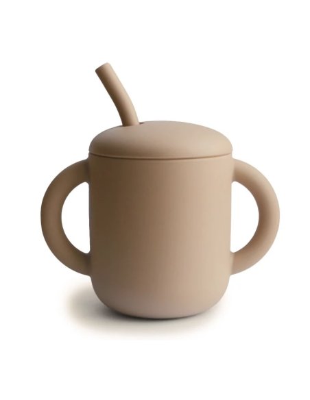 Tasse d'apprentissage + paille silicone - Natural - Mushie