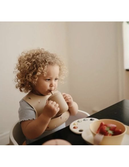 Tasse d'apprentissage + paille silicone - Natural - Mushie