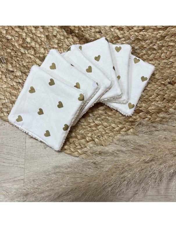 Lingettes de coton coeur gold