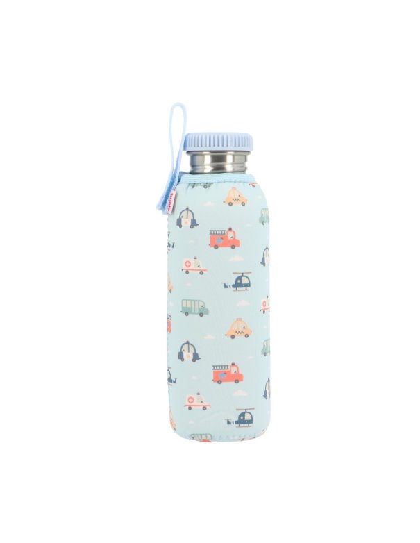 Gourde en acier avec housse - City cars  750 ml - Tutete