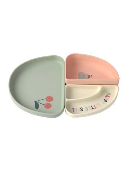 Set de vaisselle en silicone cerise 3 pièces - LASSIG