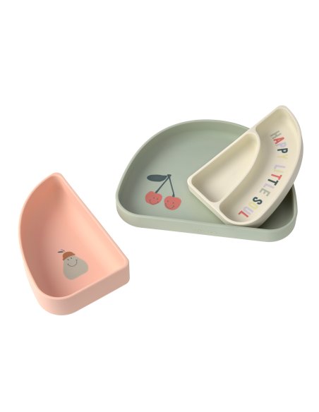 Set de vaisselle en silicone cerise 3 pièces - LASSIG