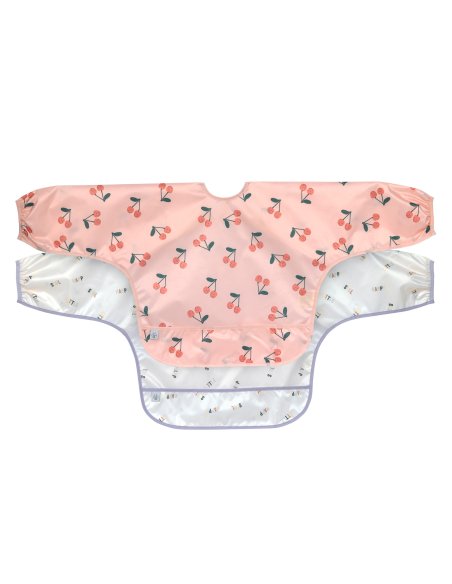 Lot de 2 bavoirs manches longues cerise - LASSIG