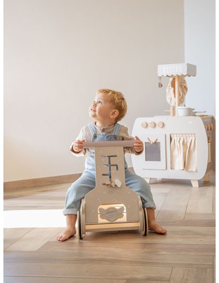 Jouet 3 en 1 - chariot, balançoire et porteur bébé en bois -