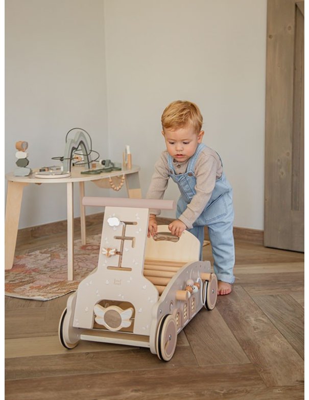 Jouet 3 en 1 - chariot, balançoire et porteur bébé en bois -