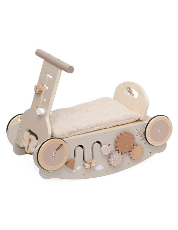 Jouet 3 en 1 - chariot, balançoire et porteur bébé en bois -