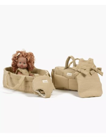 Sac à langer poupée en gaze de coton latte - Minikane 2