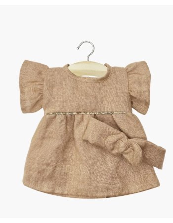 Robe Daisy et son headband à noeud rond en lin lavé nude-
