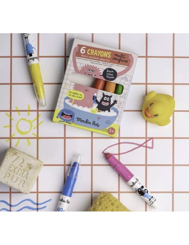 Crayons multisurfaces x6 - Moulin Roty Crayons multisurfaces x6 - Moulin Roty