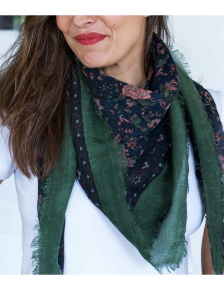 Grand foulard en laine Ouna minuit - Bindi atelier