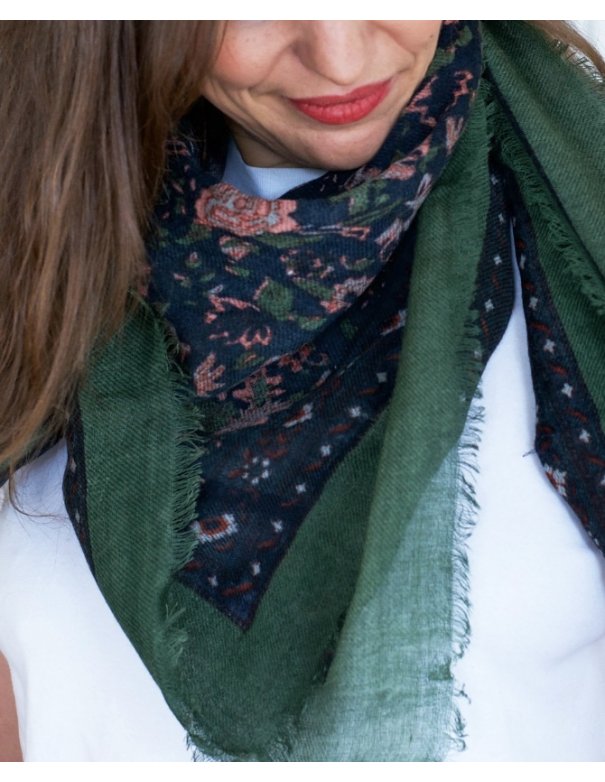 Grand foulard en laine Ouna minuit - Bindi atelier