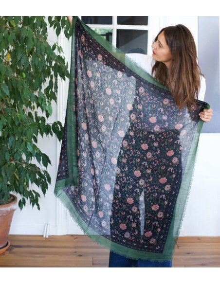 Grand foulard en laine Ouna minuit - Bindi atelier