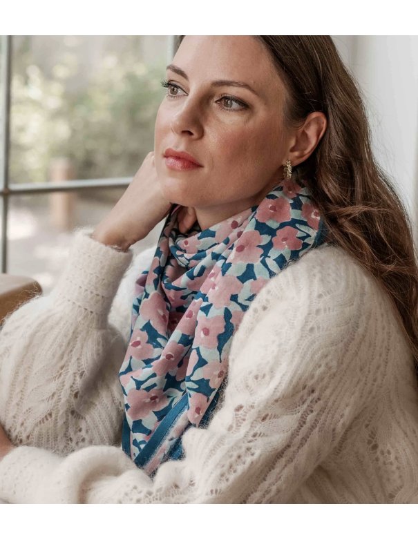 Grand foulard indien Posy Opale - Bindi atelier