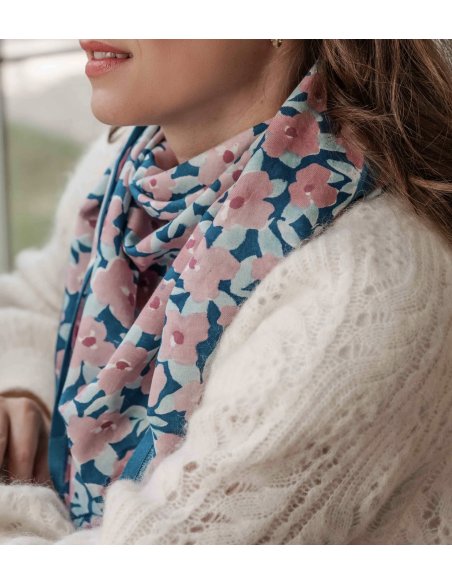 Grand foulard indien Posy Opale - Bindi atelier