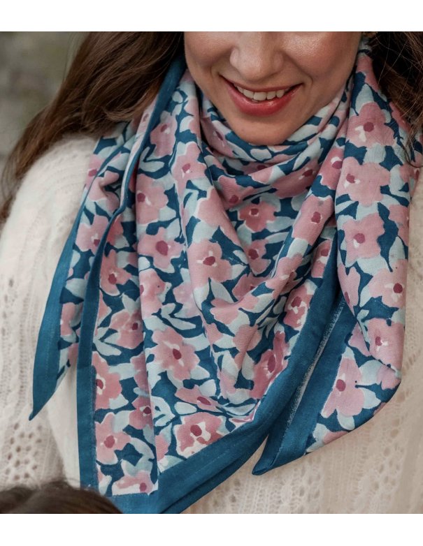 Grand foulard indien Posy Opale - Bindi atelier