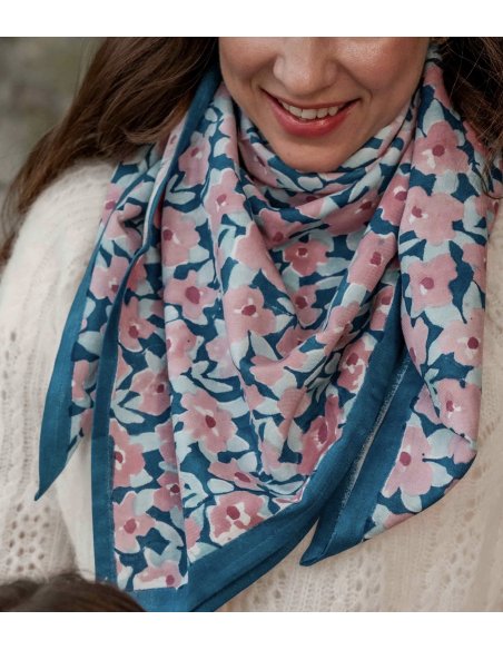 Grand foulard indien Posy Opale - Bindi atelier