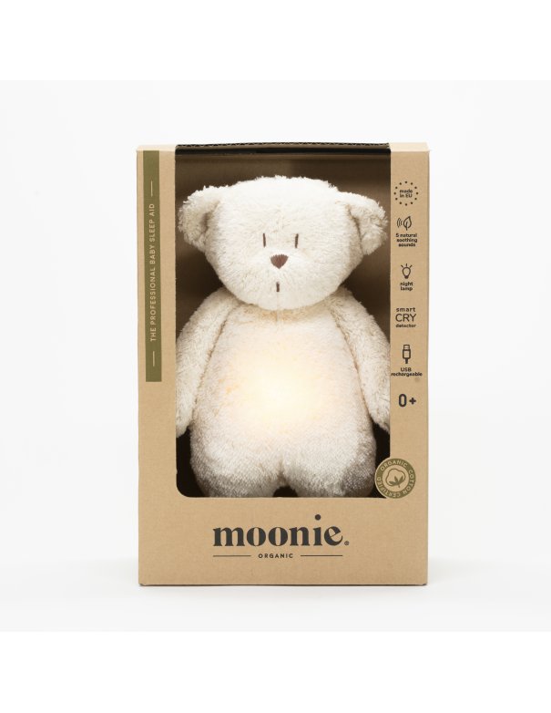 Moonie – ourson nature bio avec sons & lumières - blanc polaire