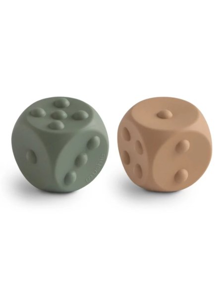 Jouet sensorielle - dés en silicone - Tym/naturel - Mushie