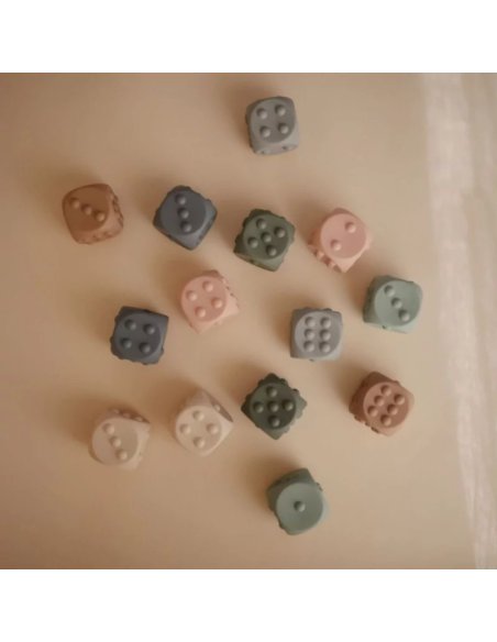 Jouet sensorielle - dés en silicone - Tym/naturel - Mushie