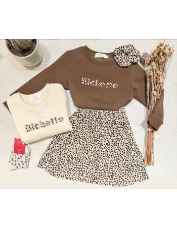 Sweat BICHETTE léopard chocolat- Mère-fille