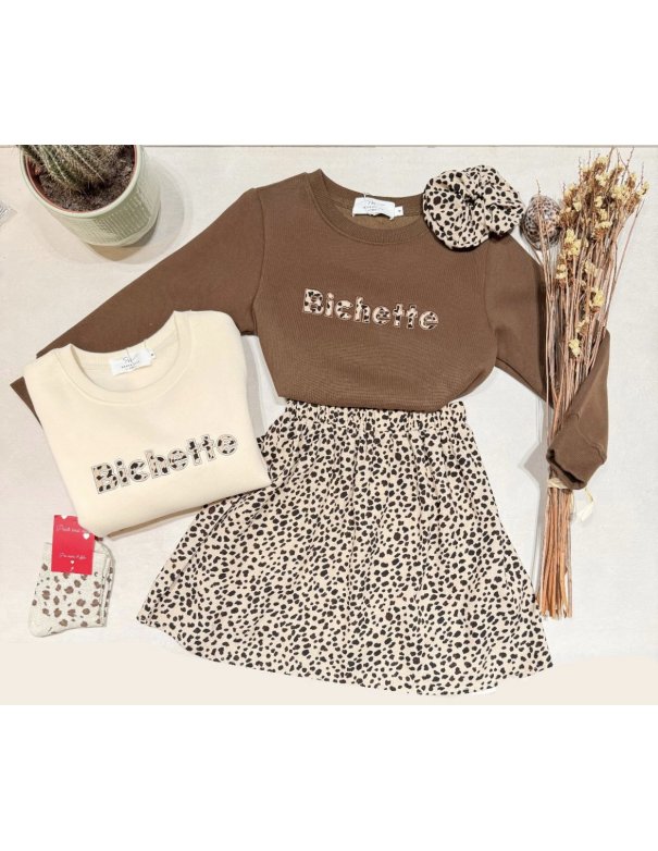 Sweat BICHETTE léopard chocolat- Mère-fille