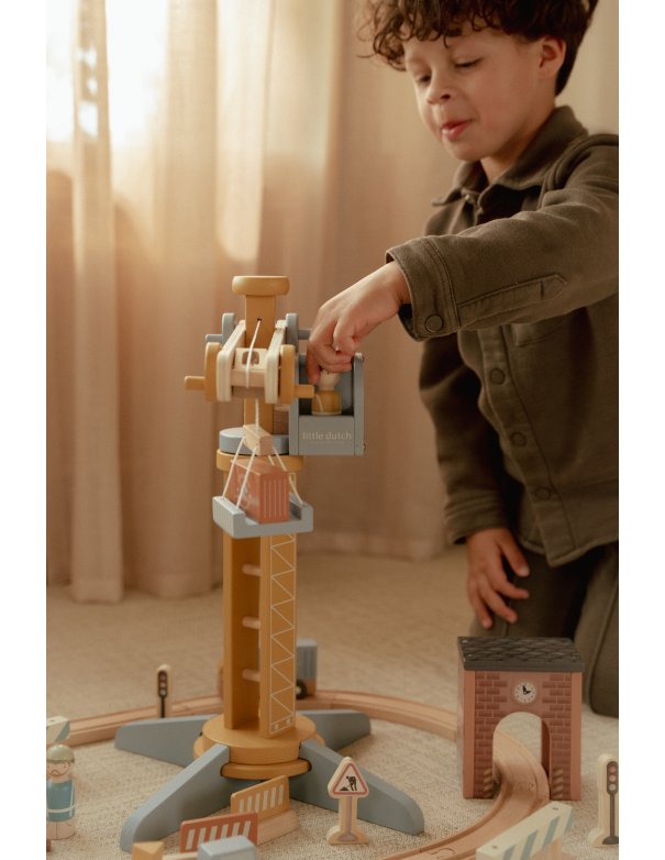 Set grue et chantier de construction en bois - Little Dutch