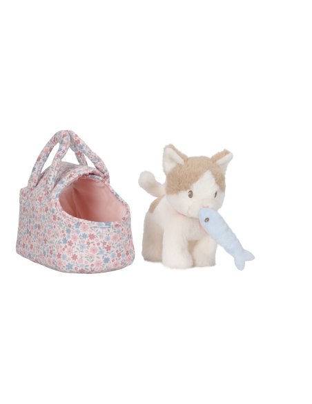 Peluche chat avec sac de transport - Marley - Little Dutch