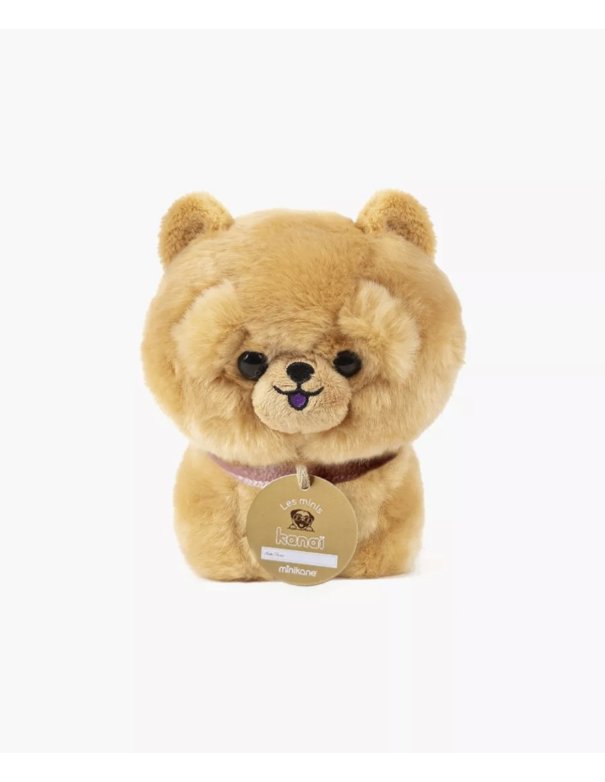 Loki, chien en peluche de 18cm avec collier et son panier en