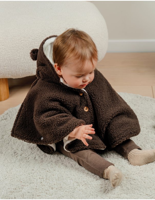 Poncho marron chocolat en Groloudoux®...
