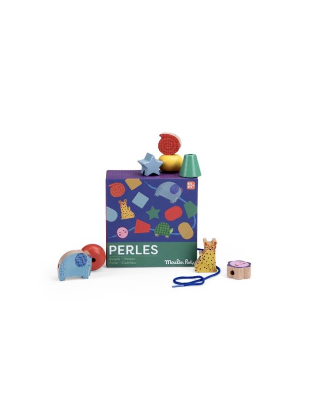 Jeu de perles en bois à enfiler -...