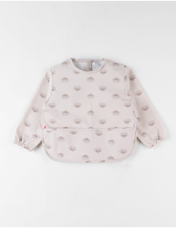 Bavoir à manches hérisson, rose pâle...