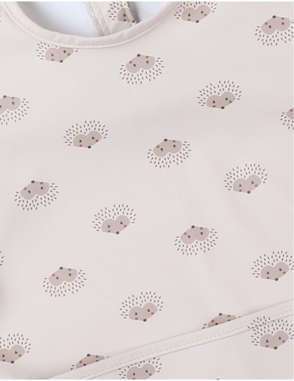 Bavoir à manches hérisson, rose pâle...