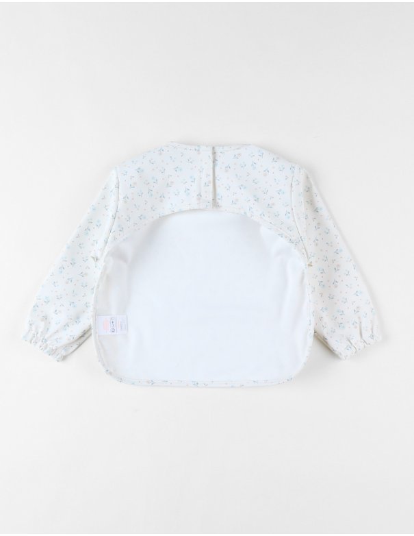 Bavoir à manches fleuri, écru - Noukie's