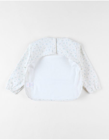 Bavoir à manches fleuri, écru - Noukie's