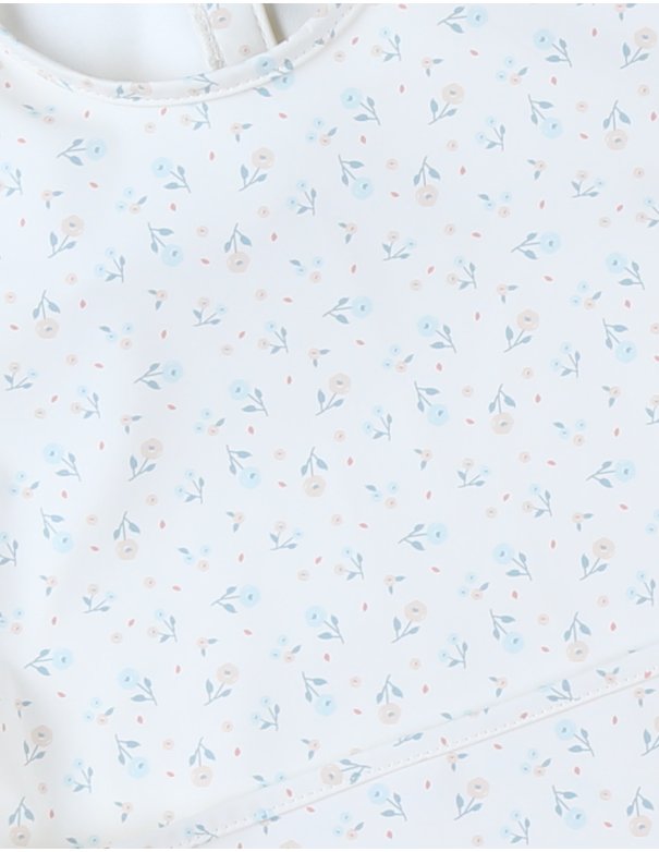 Bavoir à manches fleuri, écru - Noukie's